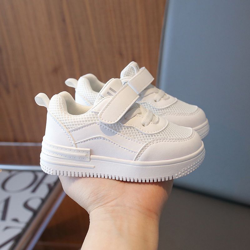 Toddler White Shoes Summer Spring Autumn Winter Kids White Sneakers Boys Sport Shoes Breathable Mesh Leather School Children Girls Shoes Sizes 21 - 30