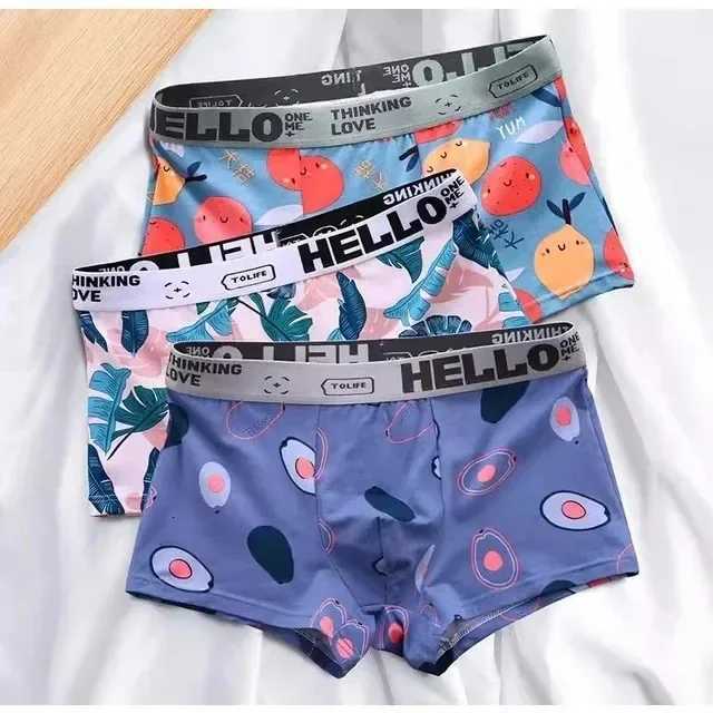 2/4 PCS Mens Printed Sports Boxer Underwear Men Comfortable Cotton Pants Mid-waist National Trend Elastic Sexy Tight Boxers W250819