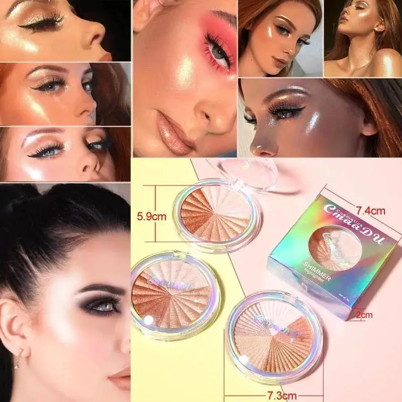 Shimmery Diamond Highlighter Powder Palette 5 Colors Long Lasting Contouring Brightening Easy Apply Makeup 250811