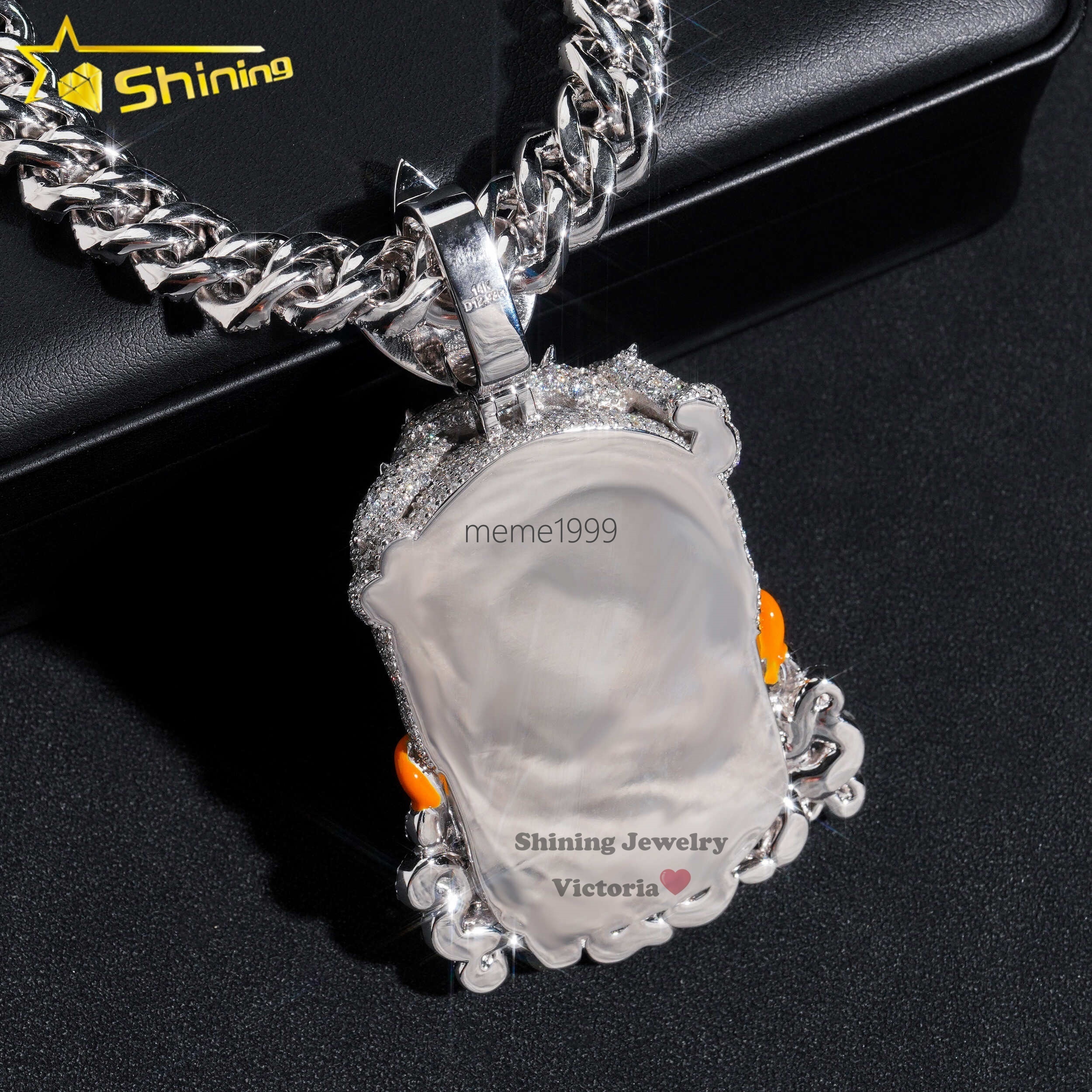 Custom3 Hip Hop Cartoon Funny Ghost Pendant 925 Silver Iced Out VVS Moissanite Diamond Character Necklace Rapper Pendant