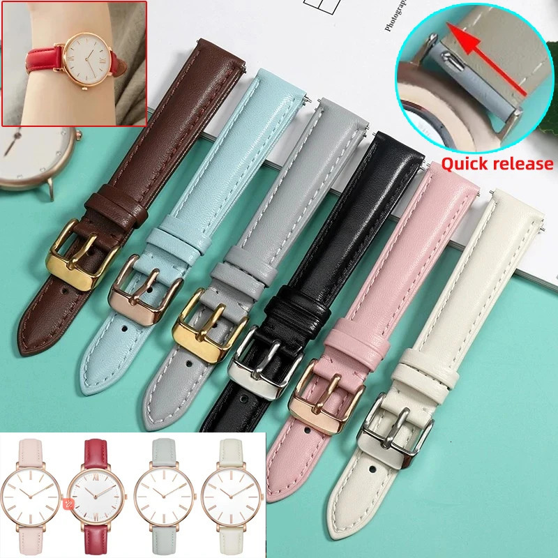 Quick release Fashion watch band For Casio DW Strap 12mm 14mm 16mm 18 Ladies Blue Pink red Soft Cowhide Watchband 250818