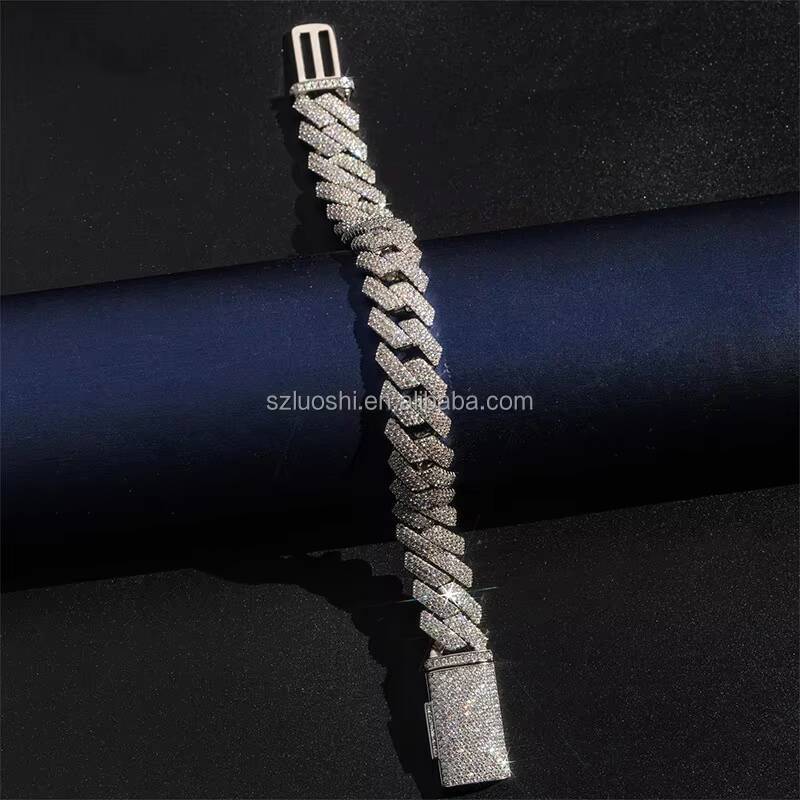 925 Sterling Silver 4Rows VVS Moissanite Diamond 18mm Hip Hop Iced Out Chunky Miami Cuban Link Chain With GRA Certificate