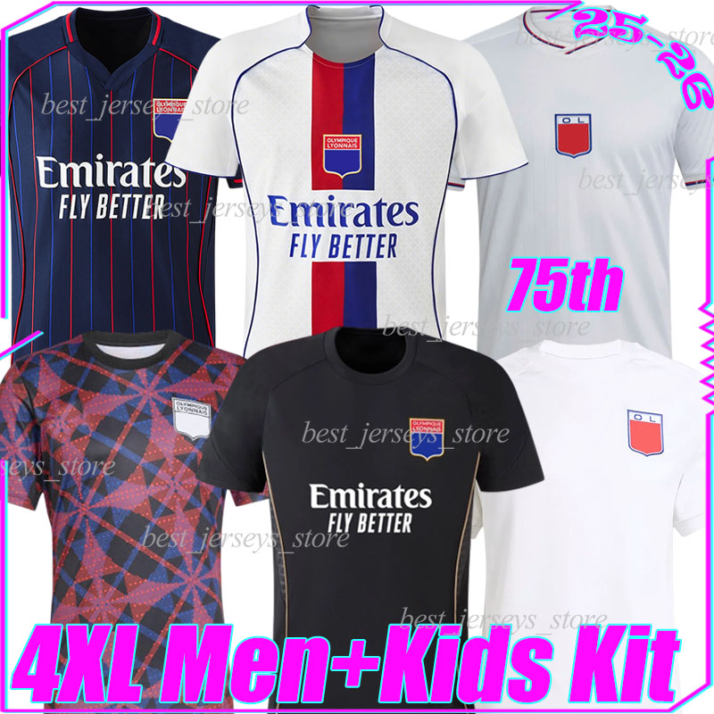 4XL 25/26 Lyonnais 75th Soccer Jerseys MIKAUTADZE FOFANA NUAMAH MOLEBE SULC TOLISSO VERETOUT TESSMANN PAUL MORTON MANGALA men kids kits socks set football shirts