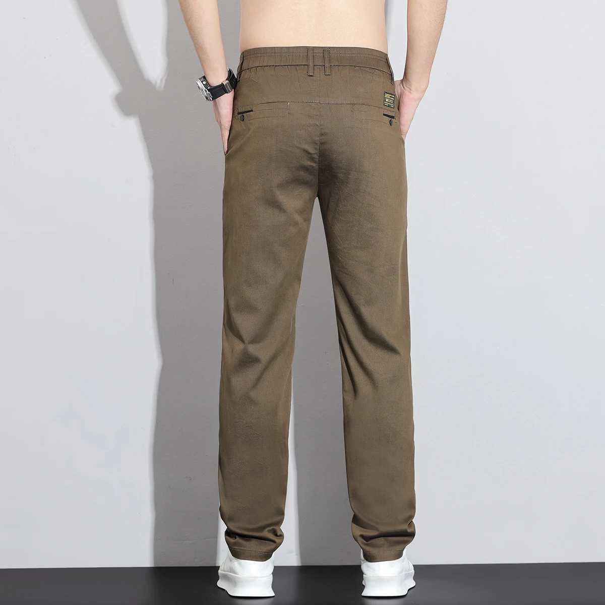 Breathable Stretch Thin Lyocell Casual Pants Men Straight Fashion Business Spring Summer Trousers Work Versatile Mens Clothing W250819