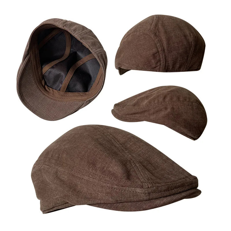 Summer Linen Breathable Big Size Berets sboy Caps Men Women Painter Hats Fashion Detective Hats Retro Driver Advancing Caps 250814