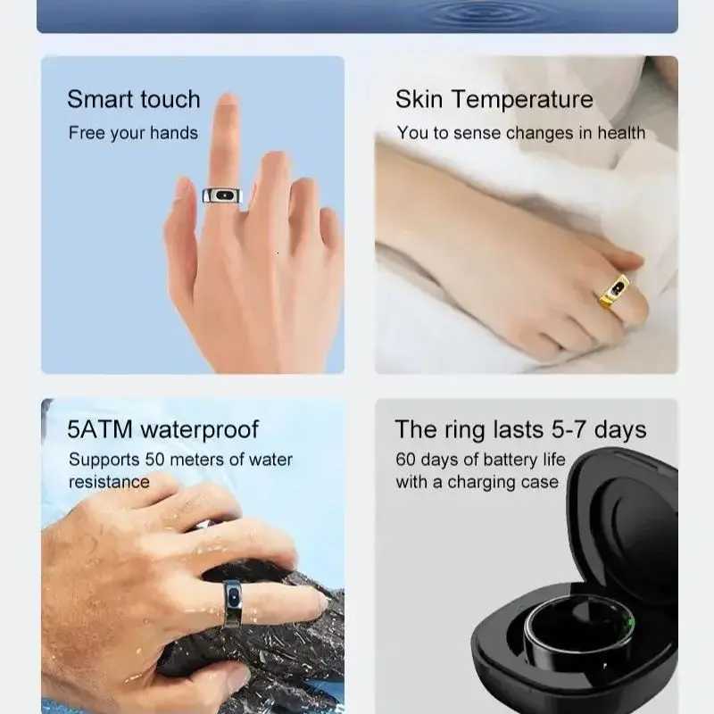 Fashion Smart Ring R08 Womens Men Remote Control Electronic Monitor Body Temperature Sleep Tracker Fitness For IOS Smartphone W250819