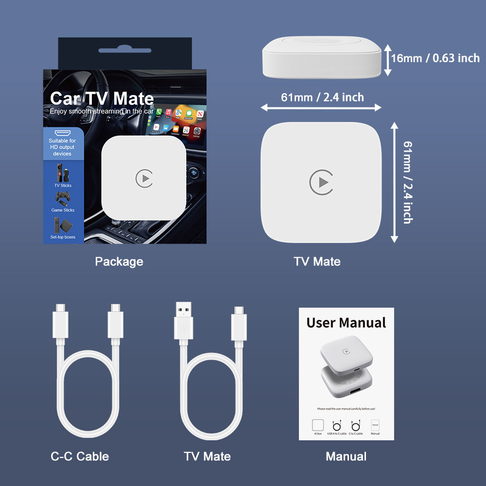 Wireless CarPlay Android Auto AI Box, Plug & Play Dongle Converts Wired To Wireless, Vehicle Multimedia Upgrade, No Delay, Watch Netflix YouTube in Ca