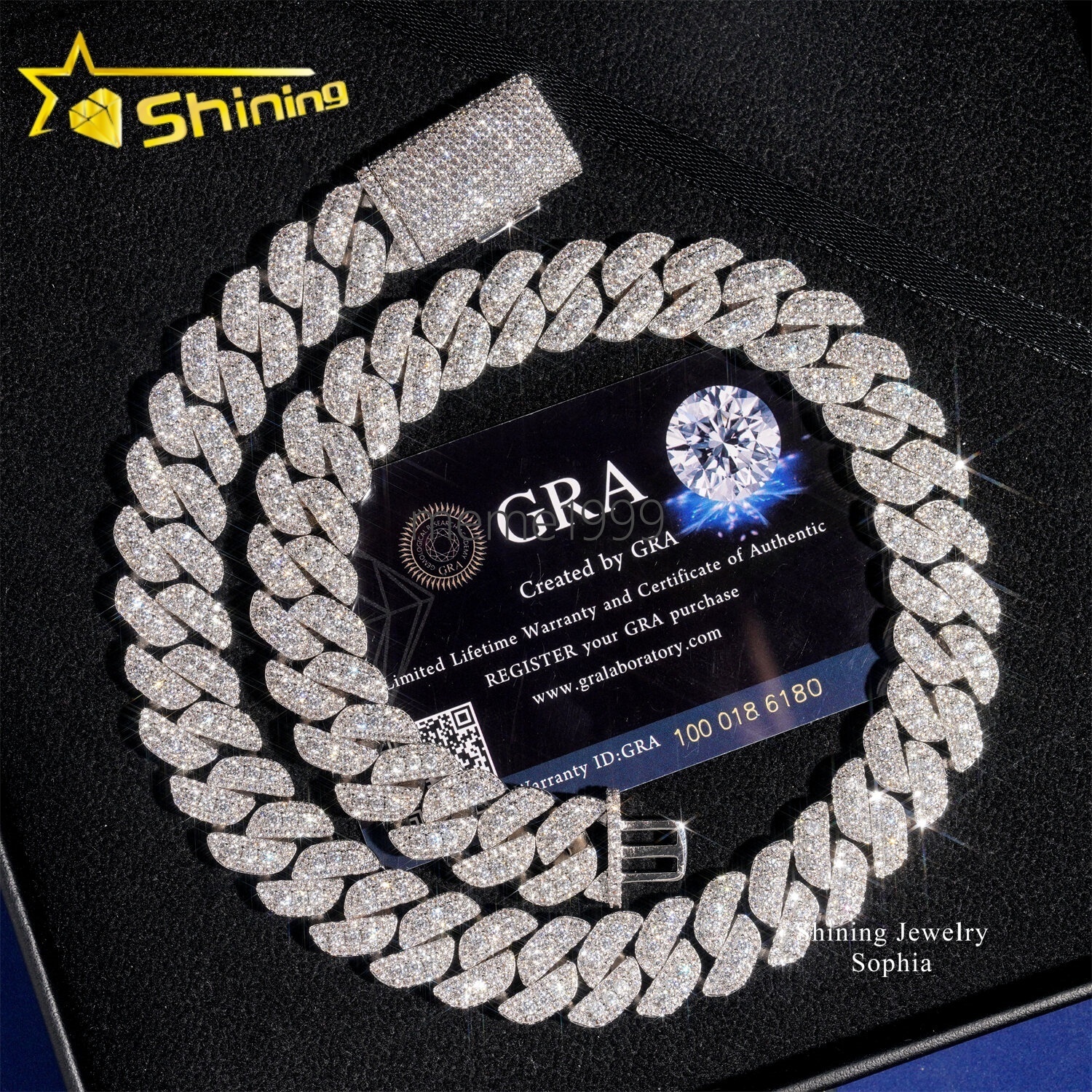 Raise Diamond Design 15MM 3Rows Iced Out Hip Hop Fashion Design Rapper Men Jewelry Moissanite Diamond Miami Cuban Link Chain