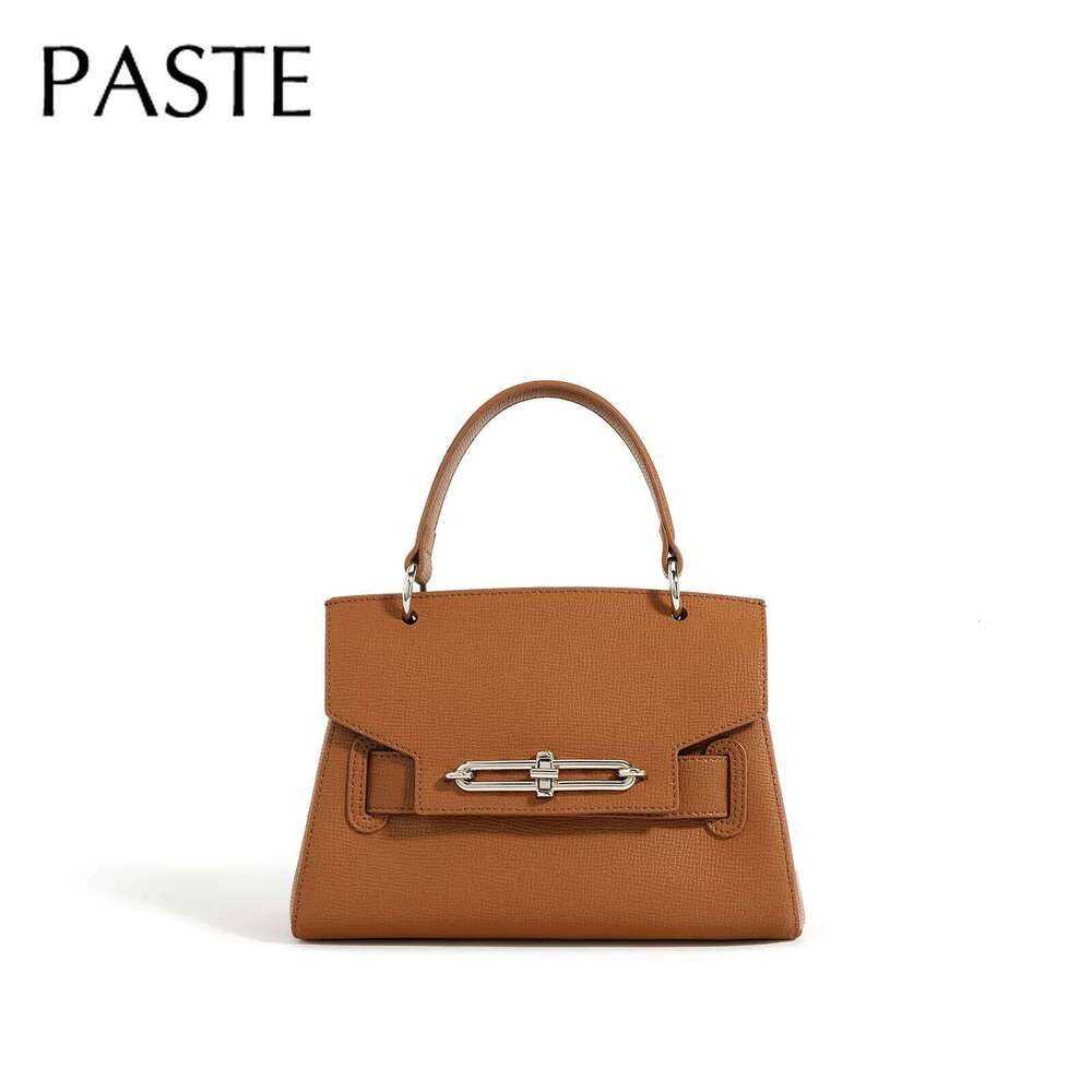 New Keep Shape Hard Cow Leather Women S Handbag Beige All Match Business Office Commuter Ladies Shoulder Bag Camel