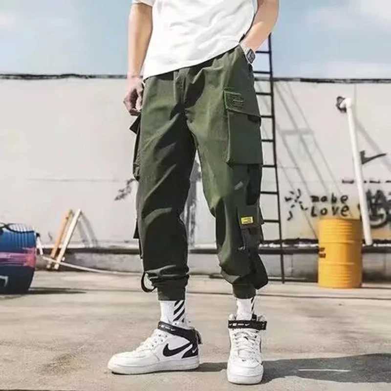 Male Casual Hip Hop Streetwear Sweatpants Pencil Pants Men Joggers Cargo Pants Multi-pocket Elastic Waist Harem Techwear Pants W250819