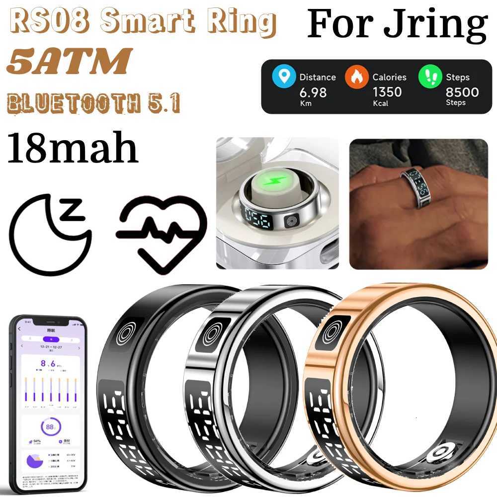 18mah RS08 Smart Ring Health Fitness Rings 5ATM Waterproof Bluetooth 5.1 Heart Rate Sleep Monitoring for Android/IOS for Men W250819