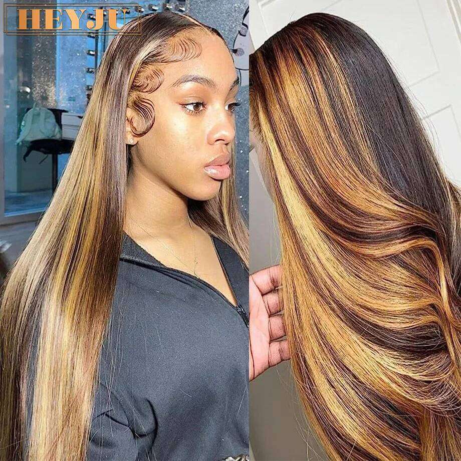 Highlight Straight Front 13X4 13X6 Hd Lace Frontal Wig Colored Human Hair Honey Brazilian Wigs On Sale