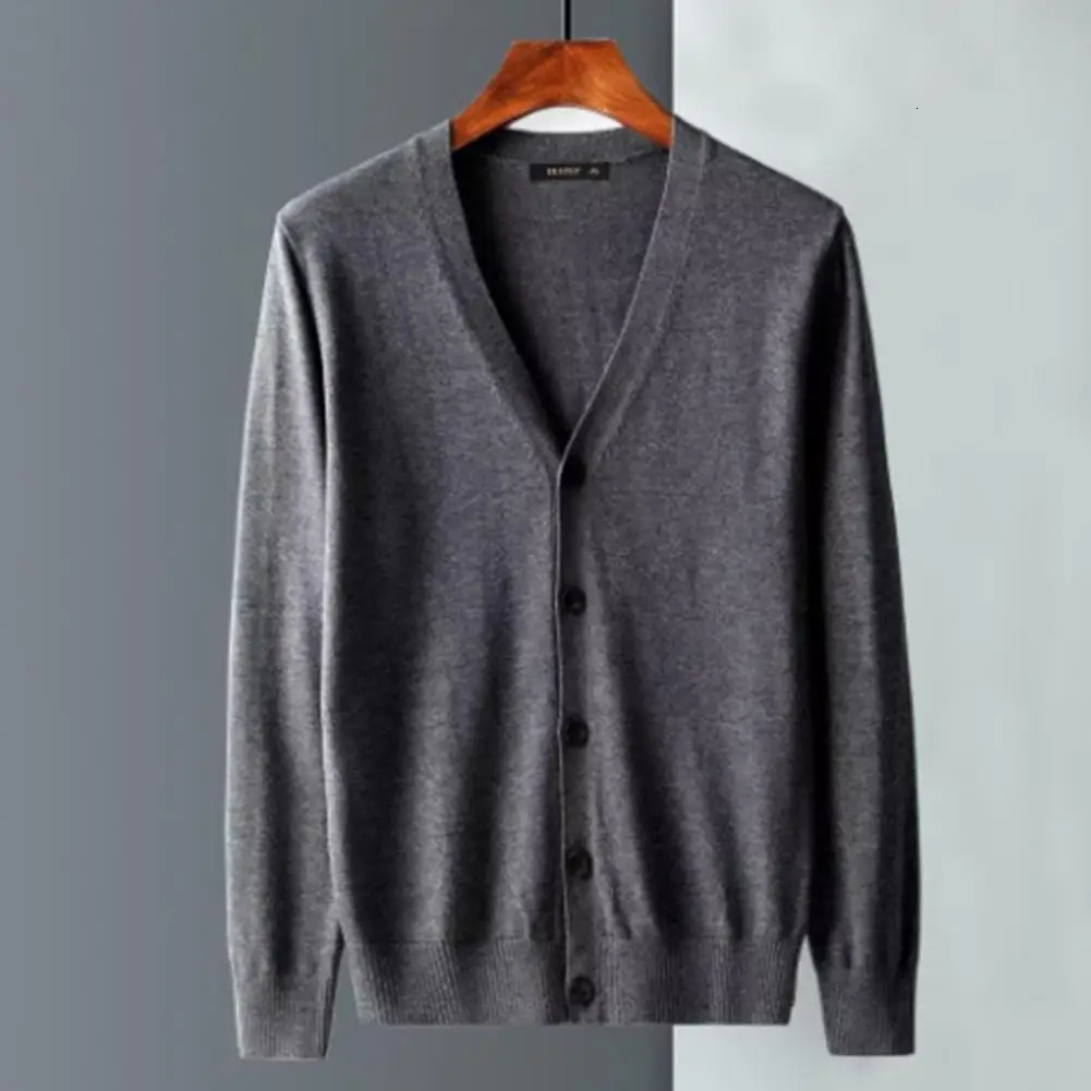 Men Knitted Cardigan Mens Sweater Business Casual Classic Vneck Solid Color Korean Fashion Vest 250819