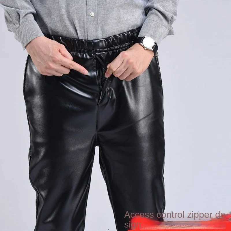 Spring Autumn Men Leather Pants Smart Casual Male PU Faux Leather Trousers Plus Size Oversize W250819