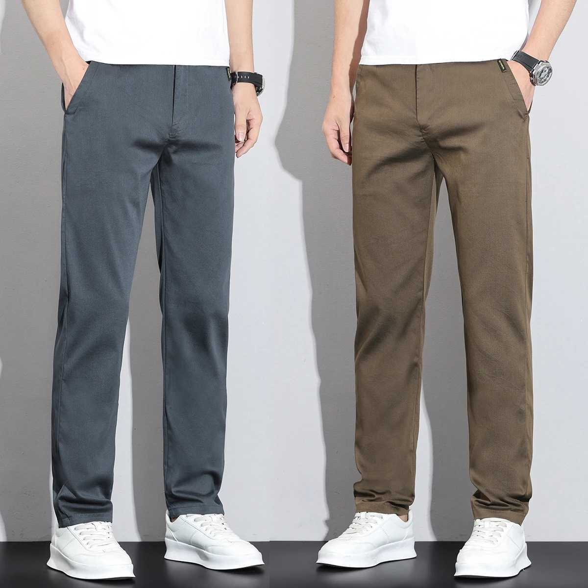 Breathable Stretch Thin Lyocell Casual Pants Men Straight Fashion Business Spring Summer Trousers Work Versatile Mens Clothing W250819