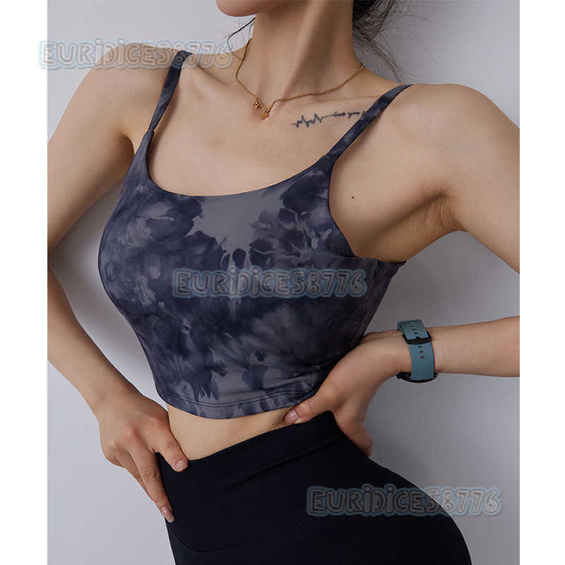High-quality Sports Bra for Women Tie-dye Thin Straps Beautiful Back Fitness Camisole Yoga Bra Vest for Summer H250819