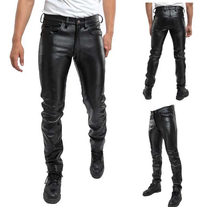 2023 Men Leather Pants Slim PU Leather Trousers Fashion Elastic Motorcycle Leather Pants Waterproof Oil-Proof Mens Bottoms W250819