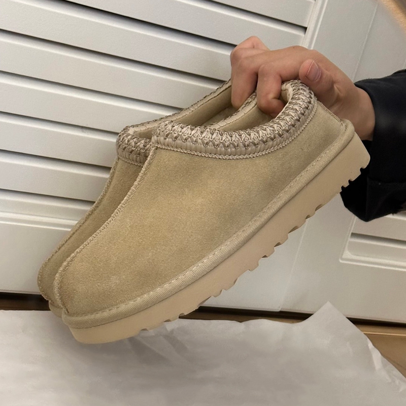 Womens Tazz Tasman Slippers Fur Slides Sheepskin Shearling Classic Ultra Mini Platform Boot Chestnut Women Suede Wool Winter Shoes Upper Comfort Booties Size 35-44