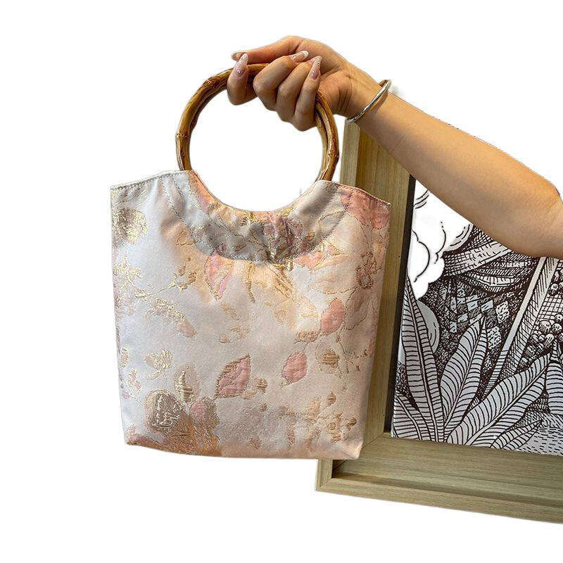 Souvenir New Chinese Women's Clutch Jacquard Cheongsam Wedding Handbag National Style Exquisite Hanfu Bamboo Knot Bag