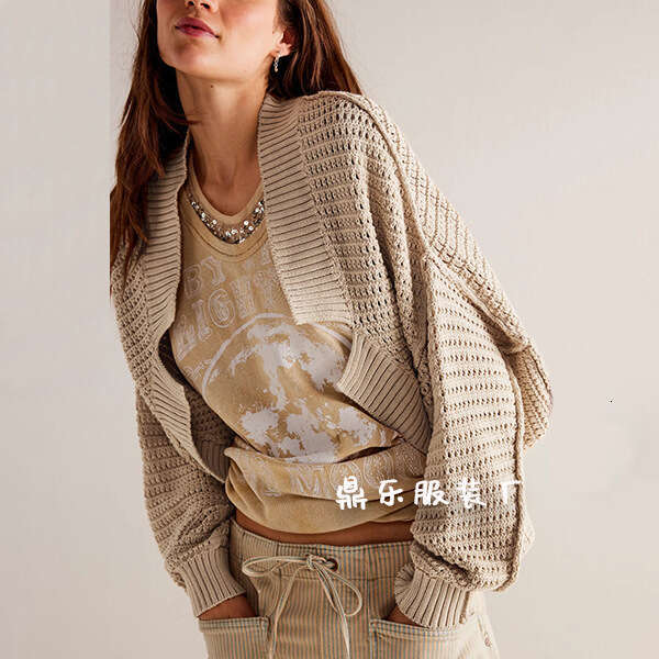 Autumn And Winter New Temu Fashion V-Neck Batwing Sleeve Knitted Cardigan Sweater Women's Clothing B5