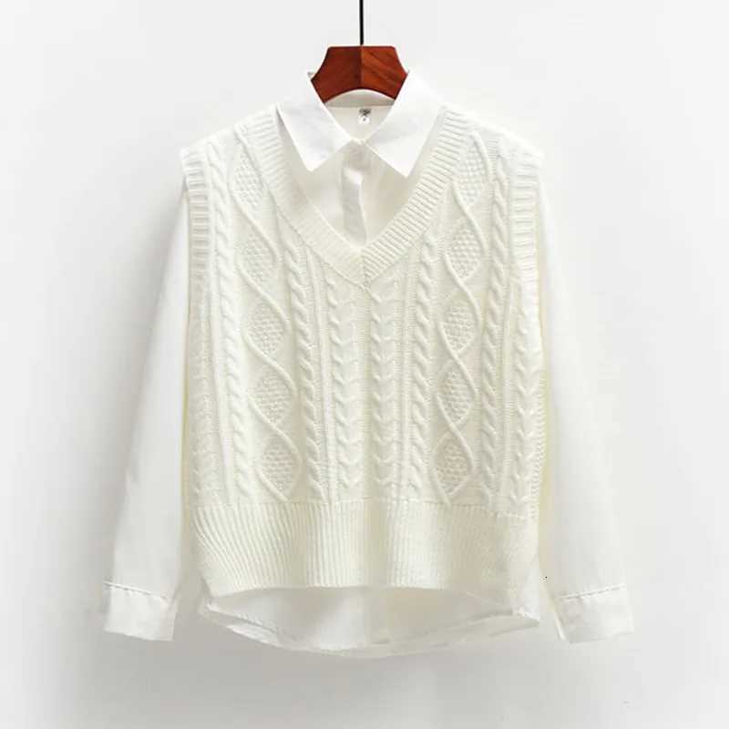 2025 New Spring Fall Korean Style Fashion Women Sweater Vest Sleeveless Knitted V Neck Pullovers Fe Jumper Top Outerwear XJ250819