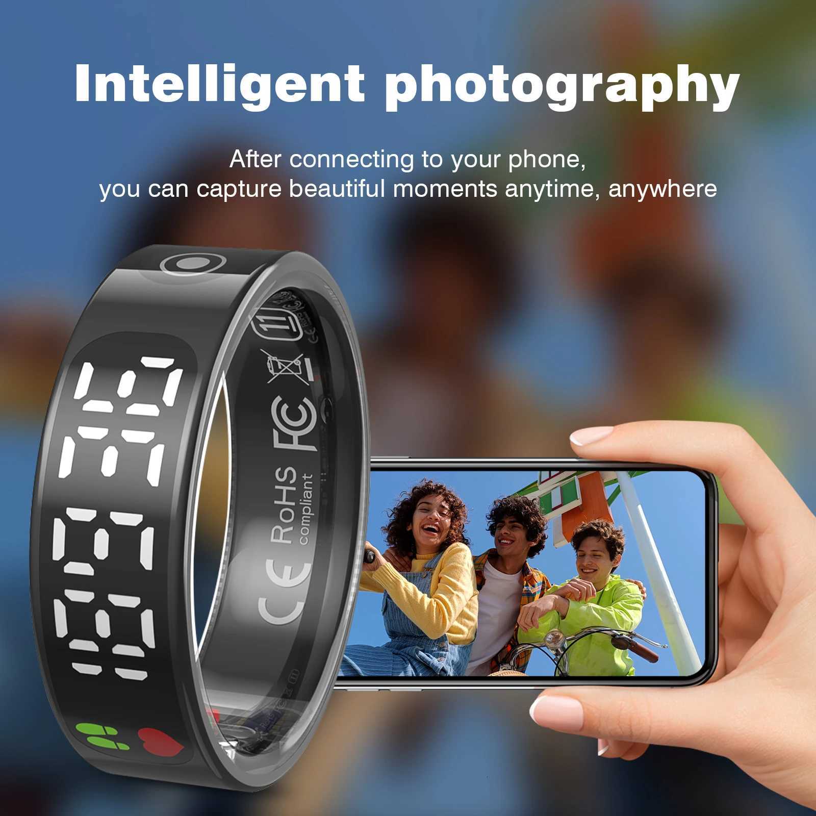 Smart Ring Multiple Sports Modes Sleep Tracking Step Counting Remote Photography Unisex Sports Ring with Charging Box W250819