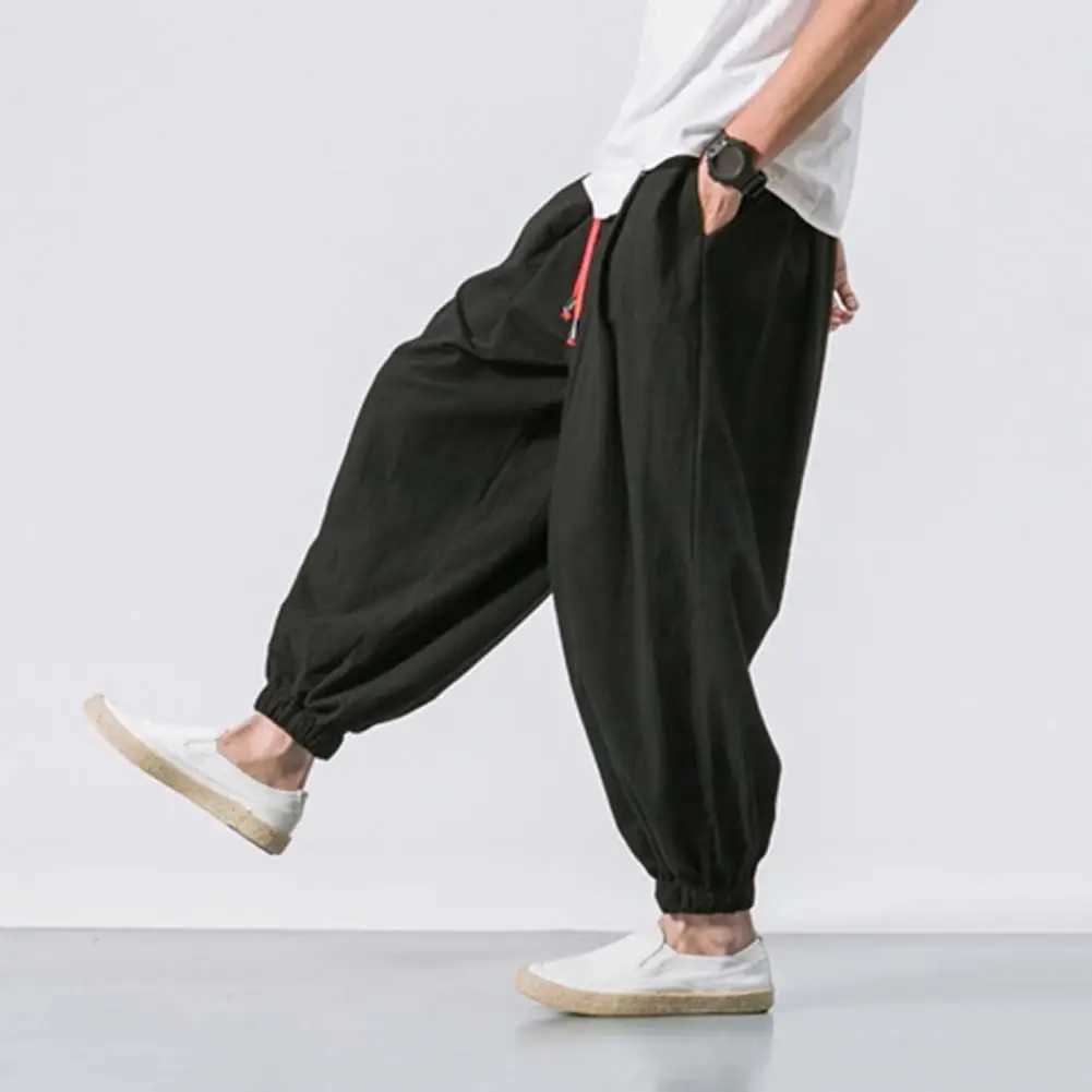Harem Pants Men Chinese Style Casual Loose Sweatpants Japanese Kimono Sweatpants Jogger Pants Streetwear Trousers Male Pant W250819