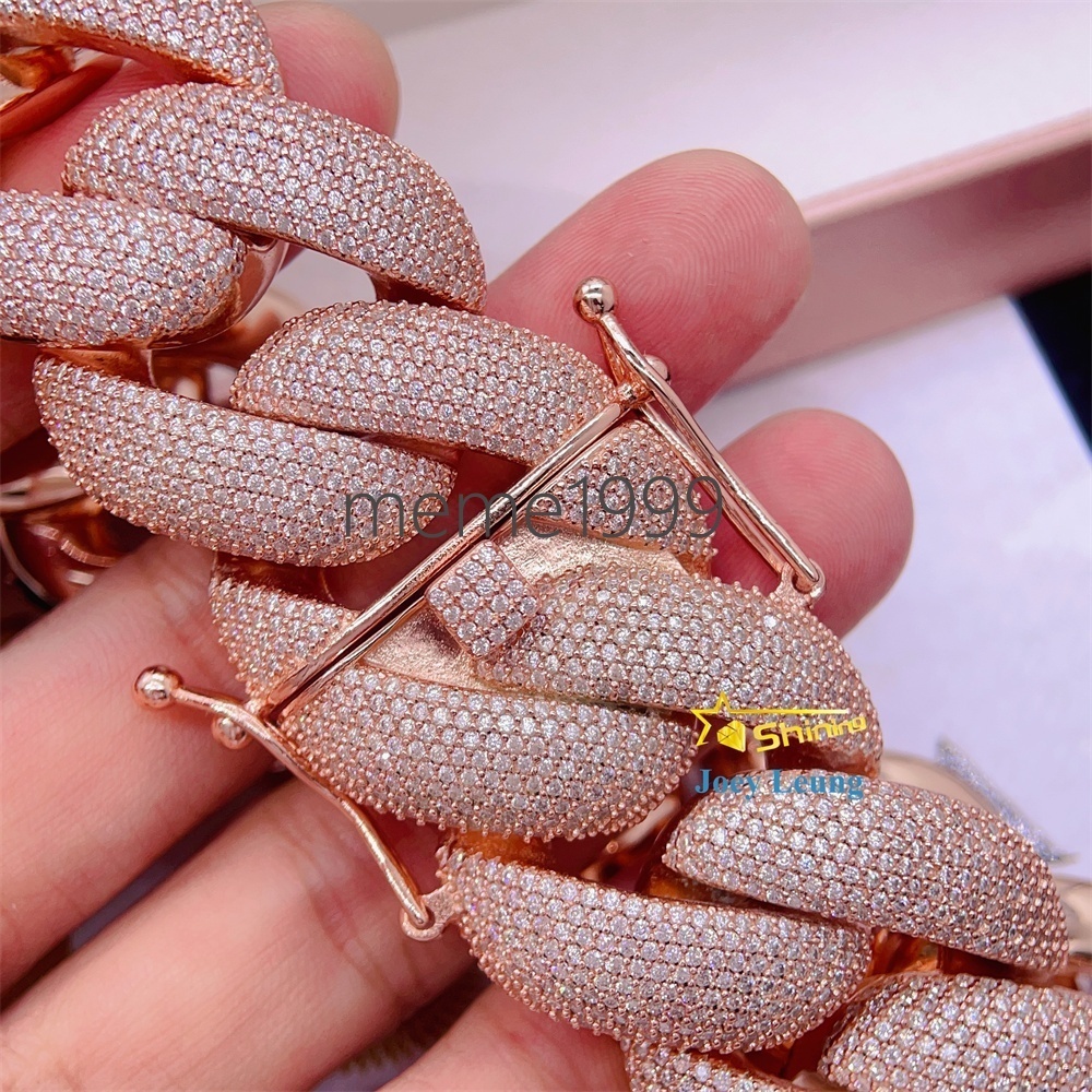 Half Kilo 925 Silver Gold Plated Big Size 28MM VVS Moissanite Diamond Custom Iced Out Miami Cuban Link Bracelet