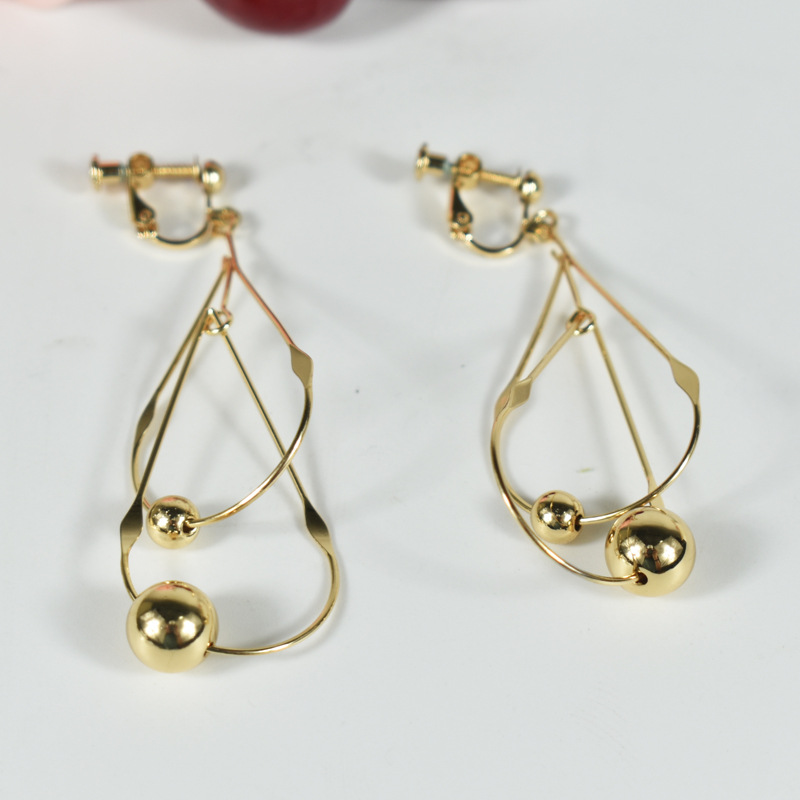 Retro Water Drop-Shaped Earrings with Cross Geometric Layered Design