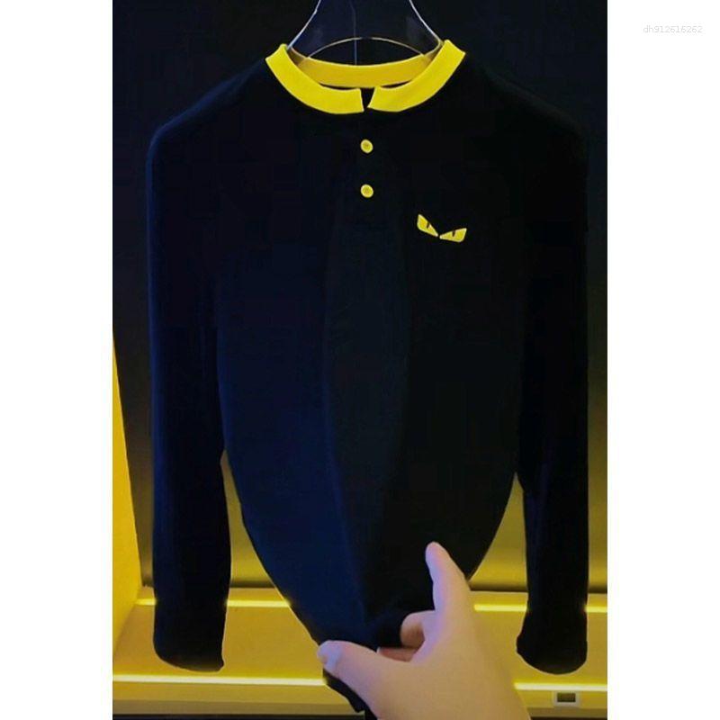 Men's Hoodies Spring And Autumn Eyes Printed Long-sleeved T-shirt Base Shirt Round Neck All-match Niche Design Sense Slimming