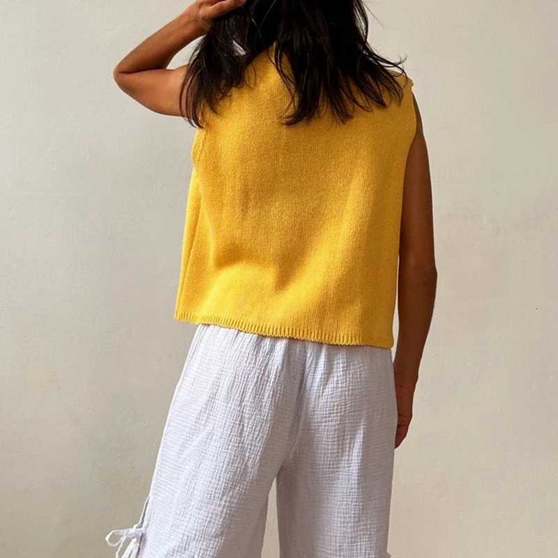 Women Knitted Tank Tops Casual Button Front V-Neck Sleeveless Crop Vest Preppy Y2K Aesthetic Sweater Vintage Clothes Streetwear XJ250819