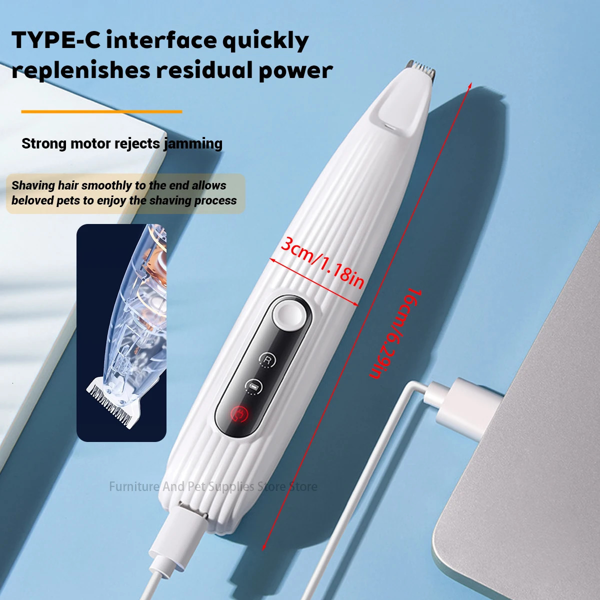 Professional Dog Grooming Clippers LED Light LCD Display 18mm Wide Blade for Paw Trimming Low Noise Cordless Pet Hair Trimmer 250813