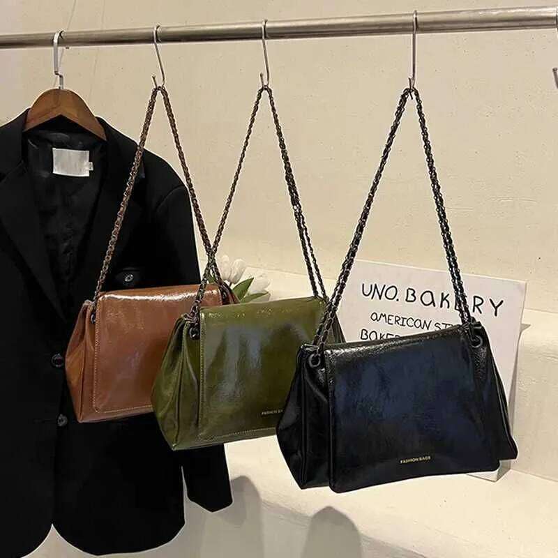 2023 New Vintage Shoulder Bag Large Capacity Fashion Crossbody Bags For Women Solid Pu Leather Ladies HandbagsC241211