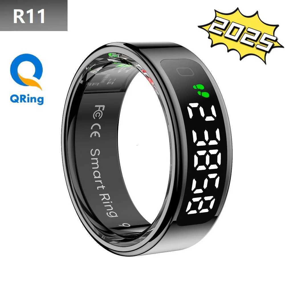 11 Oxygen Saturation LED Display Smart Ring Electronic Fitness Monitor Praise Ring for Men Women Stainless Steel New in Rings W250819