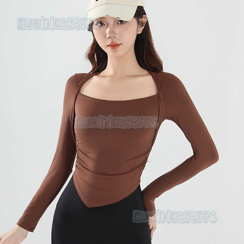 Autumn New Yoga Wear Sports Yoga Top Womens Sports Shirt with Chest Pad Long Sleeve Quick-dry Outdoor Fitness T-shirt H250819