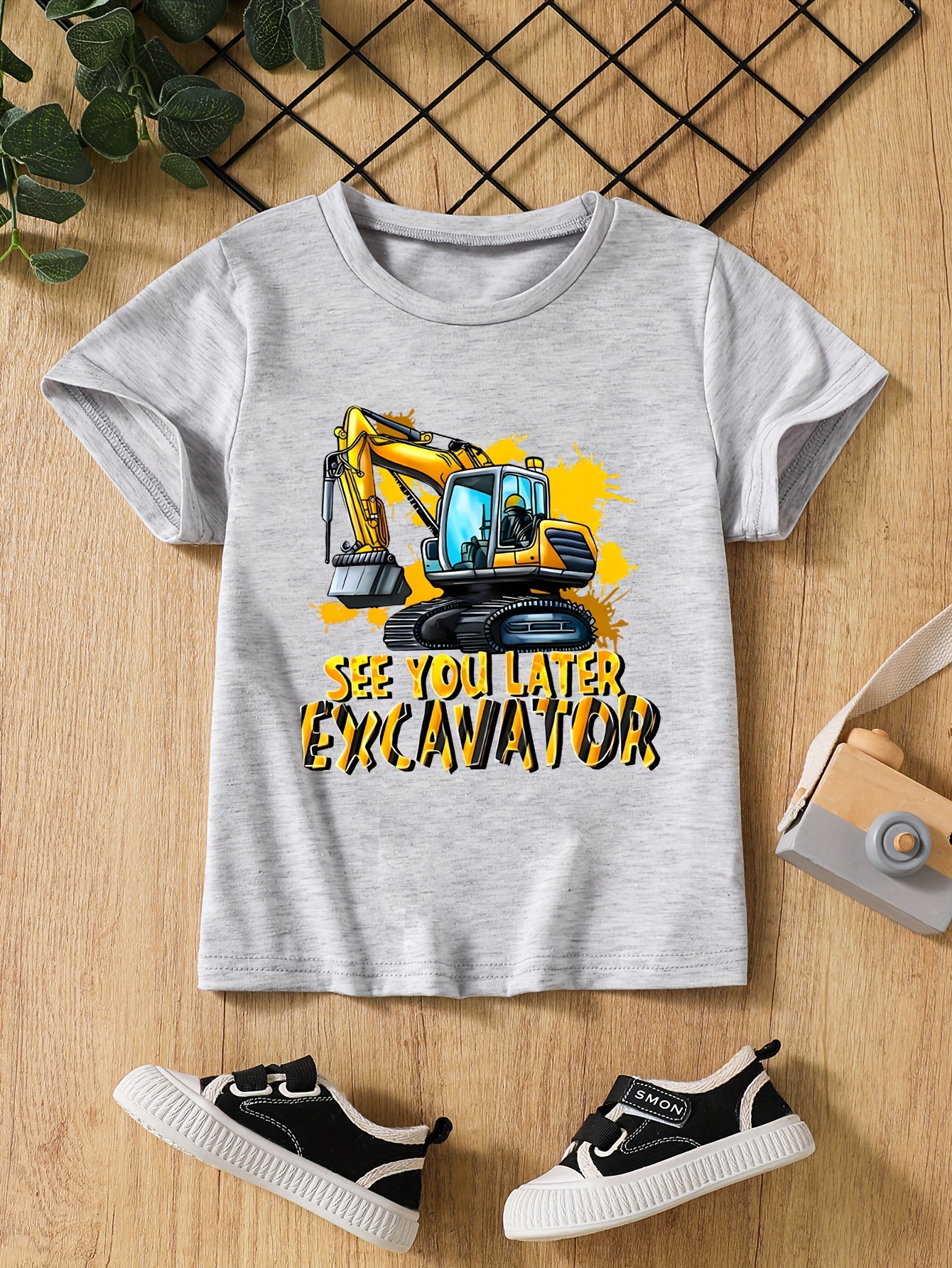 T-shirts Trendy Boy's Apparel Trio Featuring Fun Crane Designs Comfort-Focused Fast Dry Tees