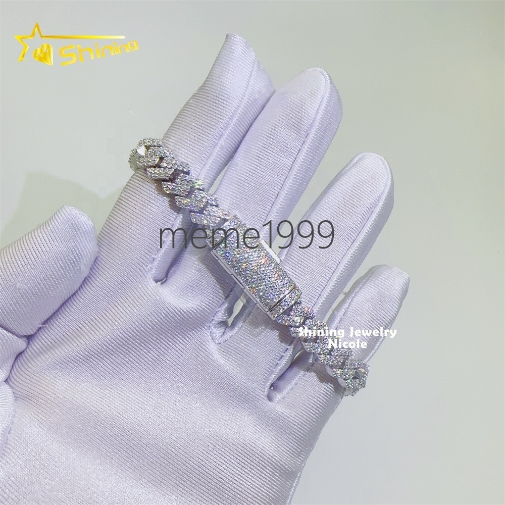 Wholesale Price Best Quality 925 Silver Custom Necklace Jewelry 8mm 10mm Iced Out Moissanite Cuban Link Chain