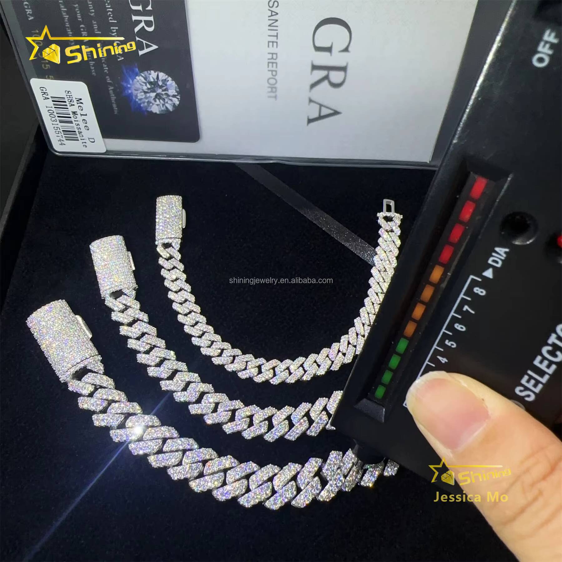 Hot Selling New Arrivals Hip Hop 8mm 10mm 12mm 2Rows Jewelry VVS1 Moissanite Diamond Iced Out S925 Silver Miami Cuban Bracelet