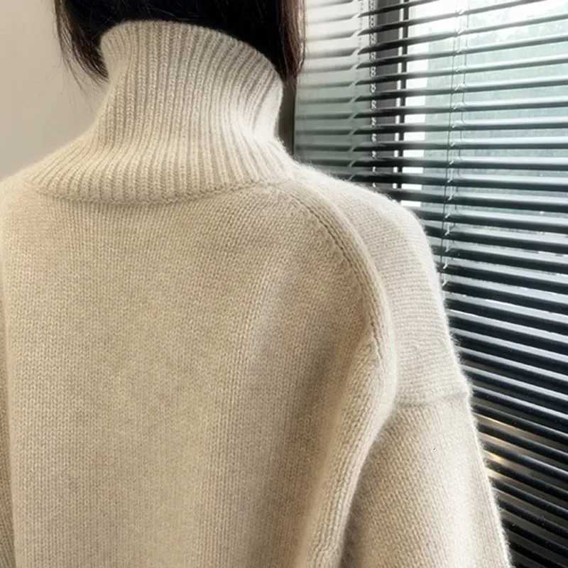 2023 Autumn and Winter New Thick Sweater Women High Neck Pullover Sweater Warm Loose Knitted Base Sweater Jacket Tops XJ250819