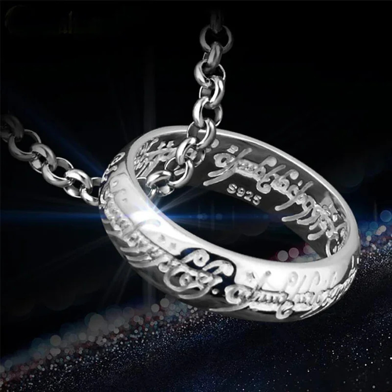 LOTR Ring 925 Sterling Silver Letters Ring Band No Chain For Men Cosplay Jewelry Accessory Birthday Christmas Gifts Size 6-13 250815