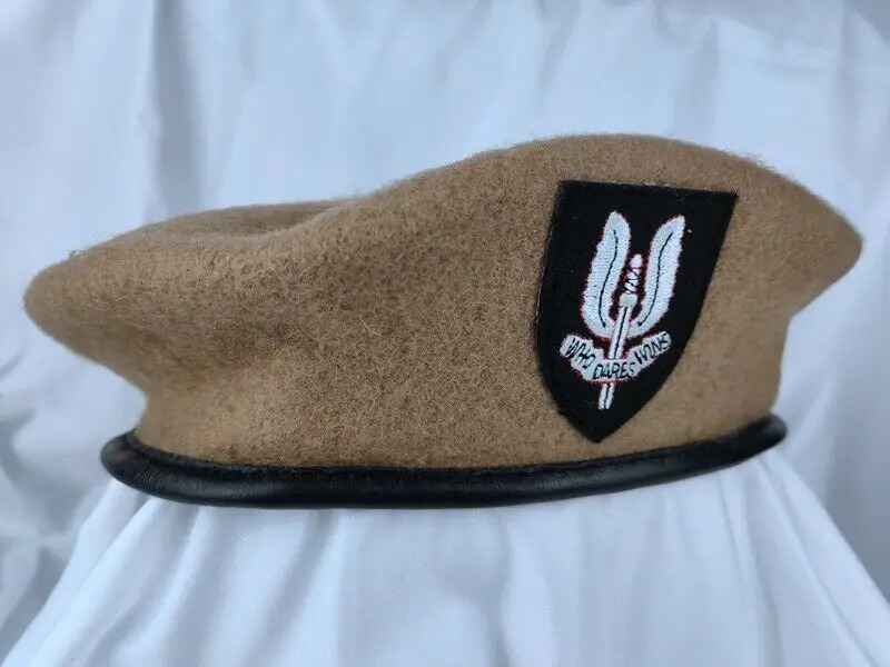 British Army Special Forces khaki Wool Beret Air Service SAS WHO DARES WINS Military Cap 250819