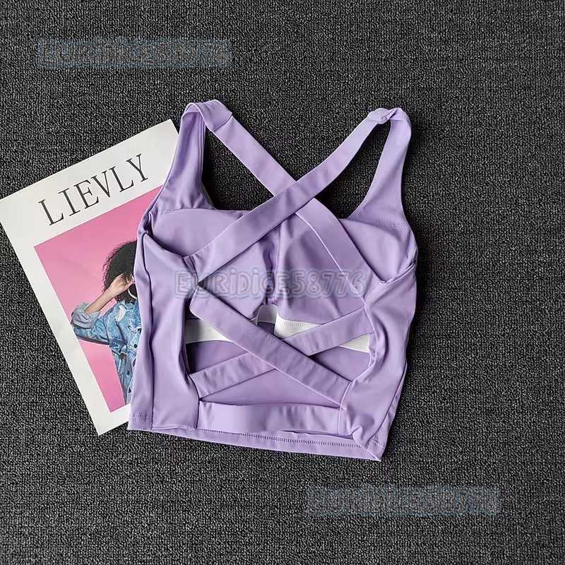 Cross Back Sports Bra for Women Shockproof Vest Style Quick-dry Running Fitness Yoga Bra with Chest Pads H250819
