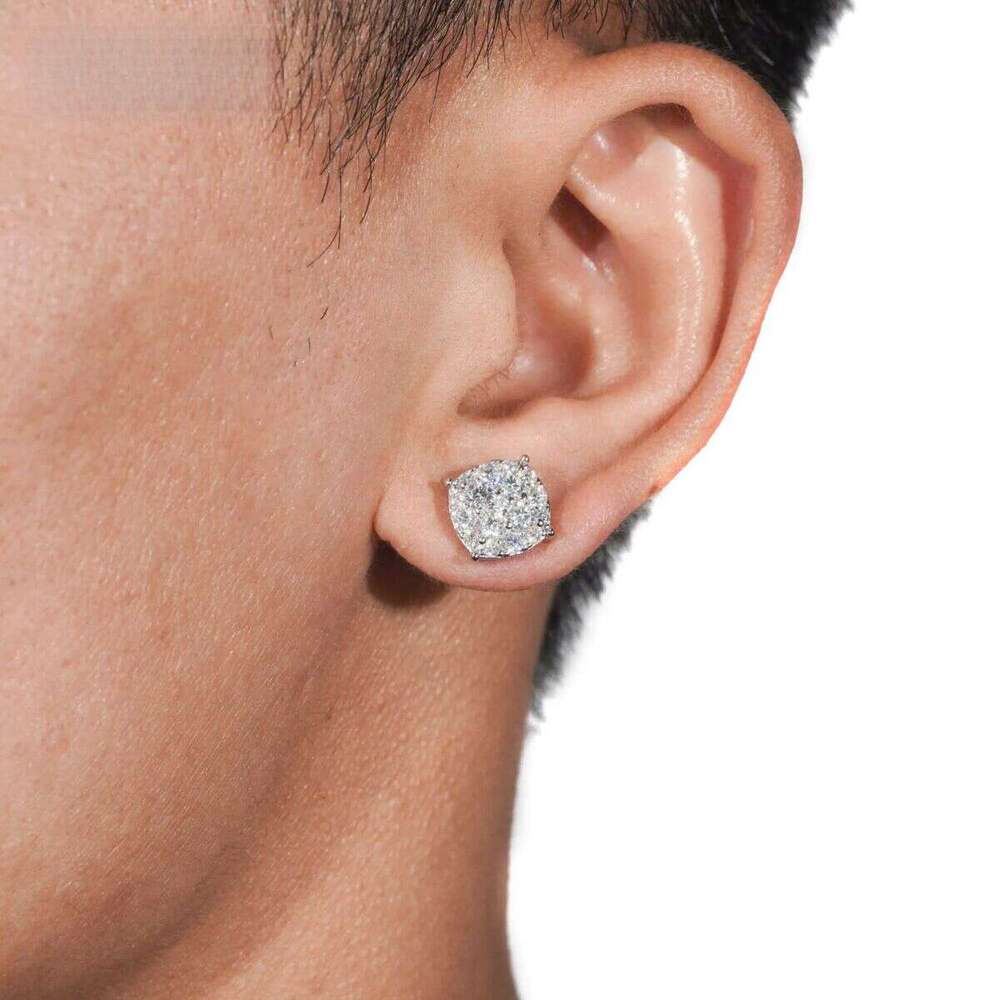 New Pass Tester GRA Certified Stocks VVS Dia Sterling Sier Hip Hop Jewelry Moissanite Stud Earrings For Men