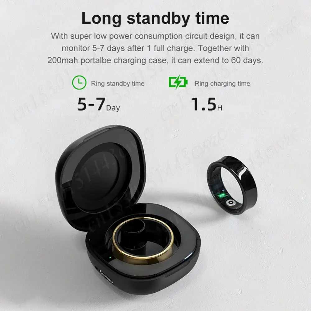 09 Smart Ring Waterproof Men Women Body Temperature Health and Sleep Monitor with Charging Case for Xiaomi Samsung Phone W250819