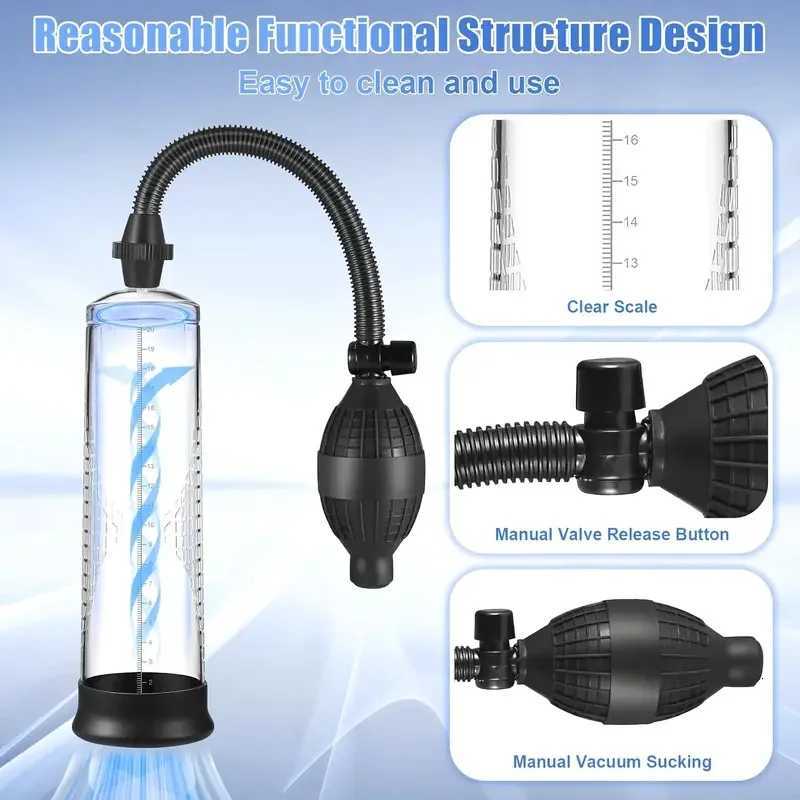 Sex Toys For Men Vacuum Penis Pump Manual Vacuum Pump Universal Size Negative Pressure Vacuum Pump Penis Extender Adult Sex Toys XJ250819