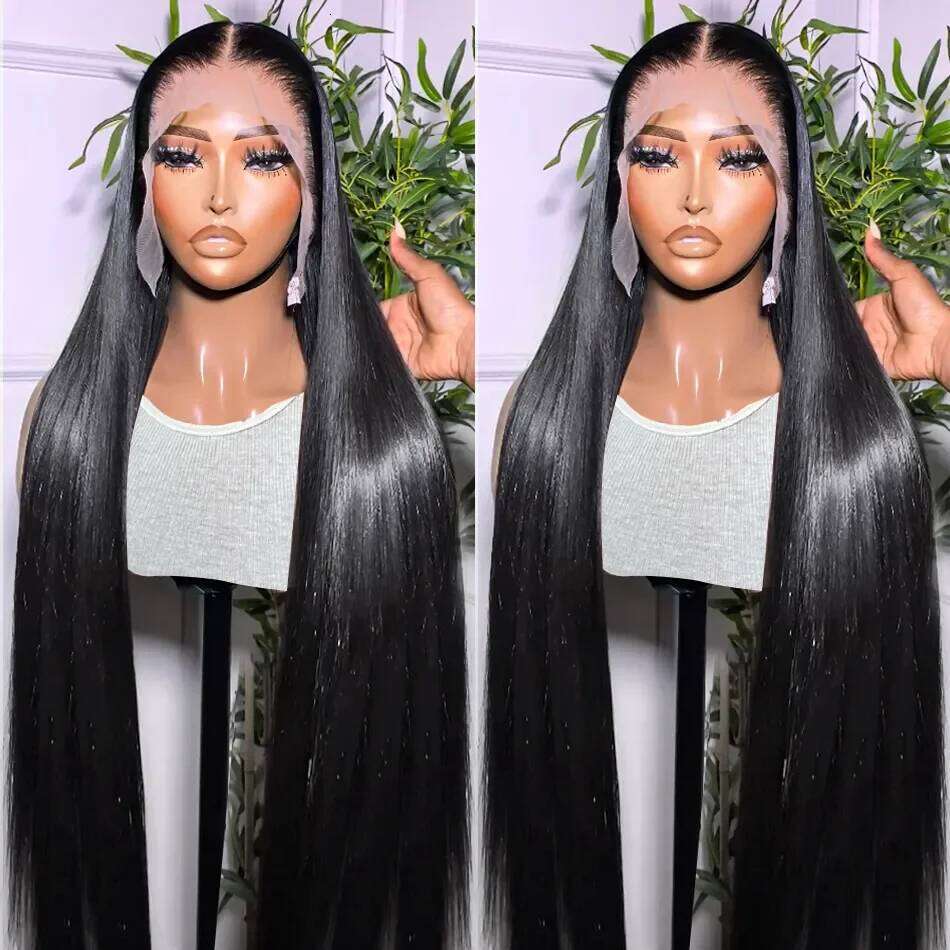 13X6 Frontal 100% Raw Human Straight Front 30 40 Inch 5X5 HD Closure Wig 250% Lace Wigs Full Hair