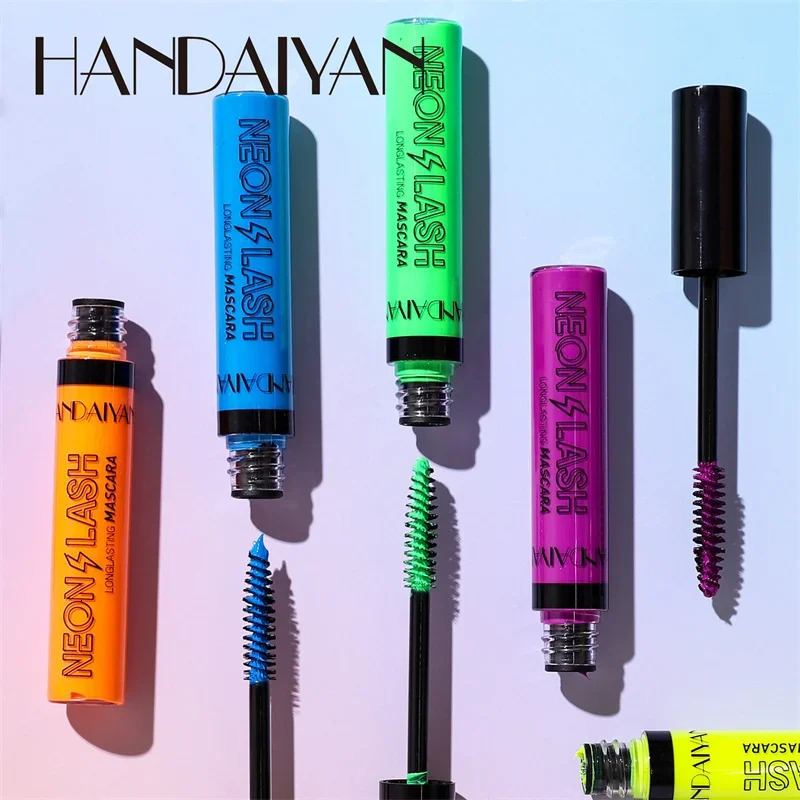 Fluorescence Mascara Waterproof No Blooming Fast Dry Colorful Neon Eyelashes Curling Yellow Blue Lengthens Eye Lashes Cosmetics 250818