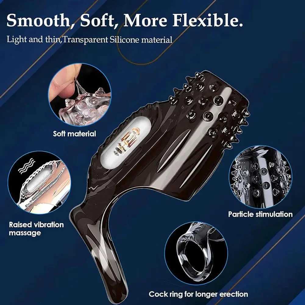 Male Penis Extensions G-Spot Delay Male Enlargement Delay Massager Vibrating Penis Cover Sex Toys For Men XJ250819