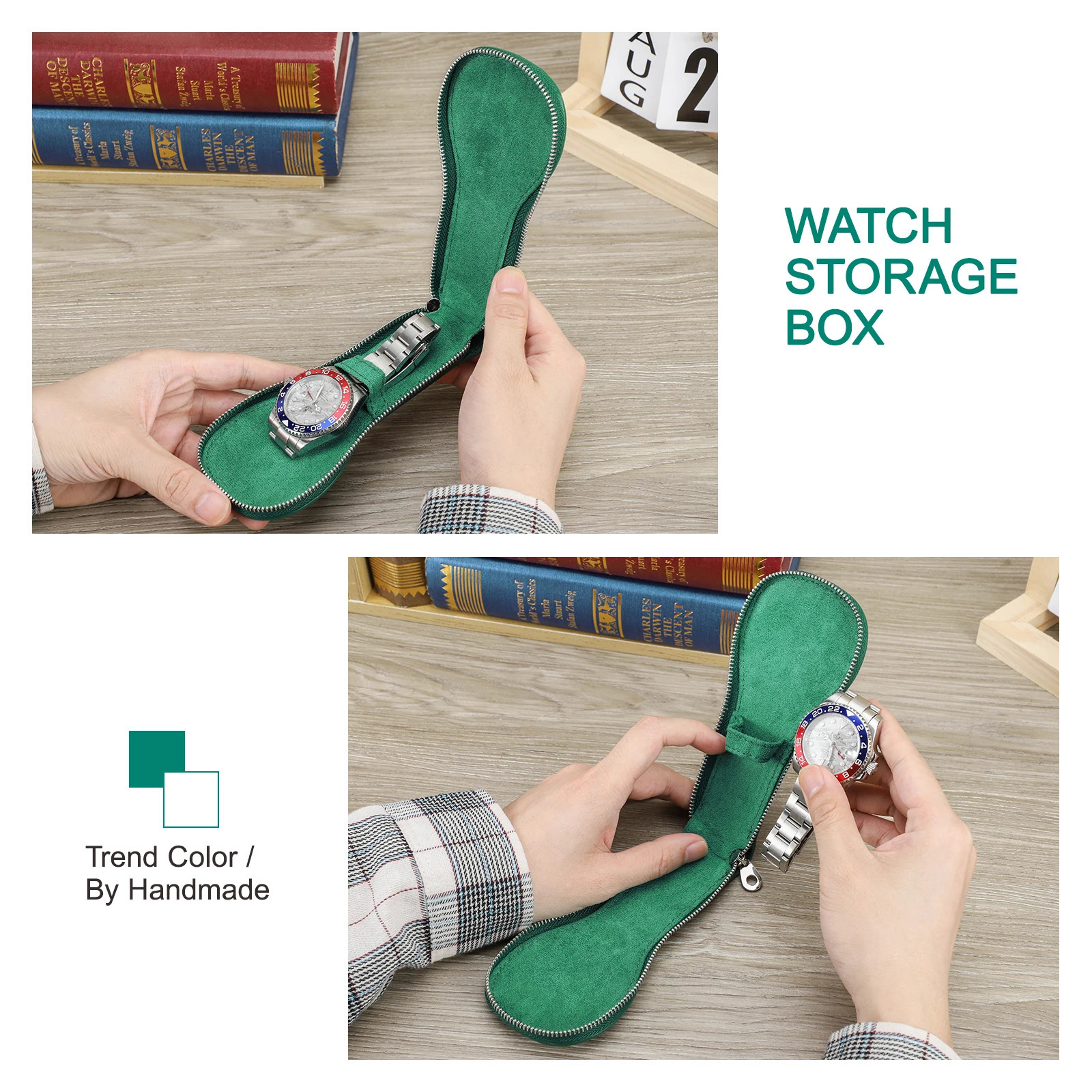 CONTACTS FAMILY Retro Style Single Slot Watch Case 100% Handmade Genuine Cowhide Leather Travel Portable Bag Display Organizer 250819