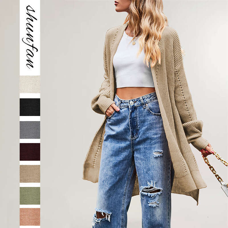 Women's Clothing Winter Autumn New Sweater Solid Color Loose Coat Pocket Knitted Cardigan B5